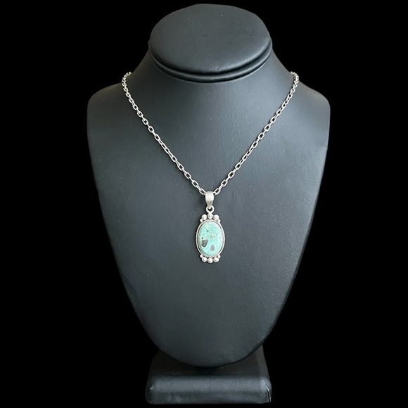 NEW Artisan made sterling silver Royston turquoise pendant - Picture 3 of 9